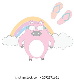 pig seamless pattern with background cartoon style.Vector illustration
