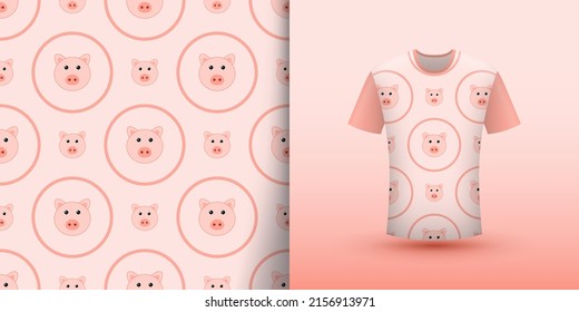 Pig Seamless Pattern With Shirt