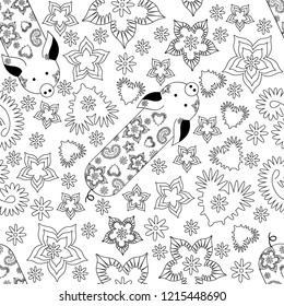 Pig seamless pattern. Vector. EPS 8.