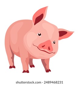 Pig set flat cartoon isolated on white background. Pink pig vector illustration