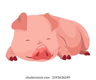 Pig set flat cartoon isolated on white background. Pink pig vector illustration