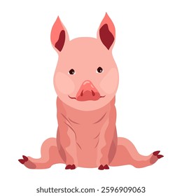 Pig set flat cartoon isolated on white background. Pink pig vector illustration