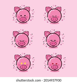 Cerdo, es un conjunto de iconos con estilo mbe