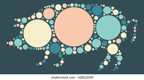 pig shape design by color point