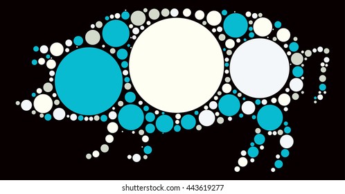 pig shape vector design by color point