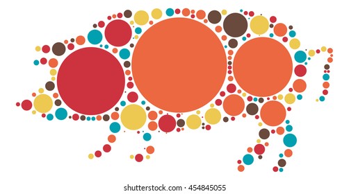 pig shape vector design by color point