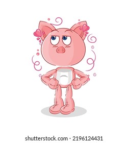 the pig shy vector. cartoon character