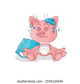 the pig sick vector. cartoon character