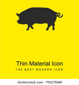 Pig side view silhouette bright yellow material minimal icon or logo design