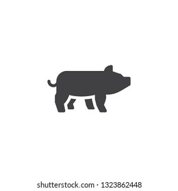 Pig side view vector icon. filled flat sign for mobile concept and web design. piggy glyph icon. Farm animal symbol, logo illustration. Pixel perfect vector graphics