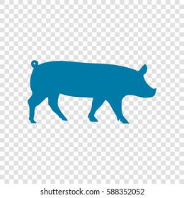 Pig sign illustration. Vector. Cerulean icon on transparent background.