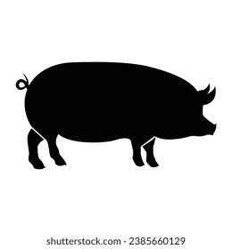 Pig sign. Isolated black silhouette of a pig on a white background. Vector illustration
​