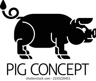 A pig sign label icon concept design