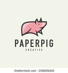 pig sign sticker flat logo - design vector