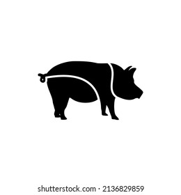 pig silhouette in black and white line style that is beautiful and full of meaning