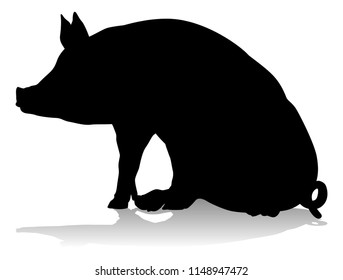 A pig silhouette farm animal graphic