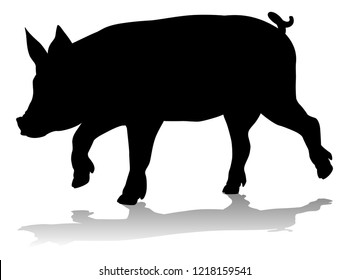 A pig silhouette farm animal graphic