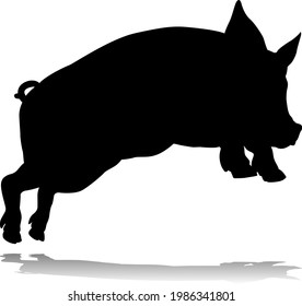 A pig silhouette farm animal graphic