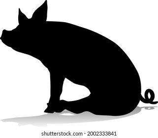 A pig silhouette farm animal graphic