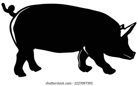 A pig silhouette farm animal silhouette graphic