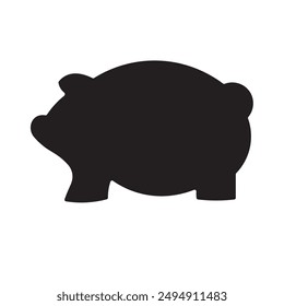 Pig silhouette flat icon vector illustration isolated on white background, black silhouette, animal silhouette