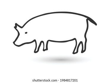 pig silhouette. hog symbol. vector outline. black and white animal. monochrome image. animal logo. simple icon