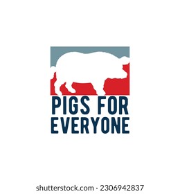 Pig Silhouette Hope Style Logo Design