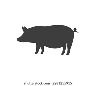 Pig silhouette icon isolated on white background. Pork, pig icon, meat, food, farm, pork, piggy, vector design and illustration.



