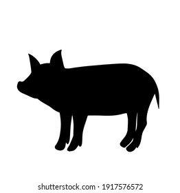 Pig silhouette icon logo in vector isolated on white background