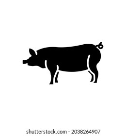 Pig Silhouette Icon On White Background