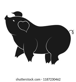 Pig silhouette isolated on white background. Vector illustration