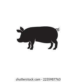 Pig Silhouette logo Farm Animal vector design and illustration.