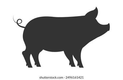 Pig silhouette on white background. Vector illustration.