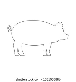 Pig silhouette. Outline. Vector.