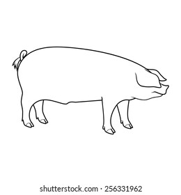 Pig Outline Icon Isolated On White Stock Vector (Royalty Free ...