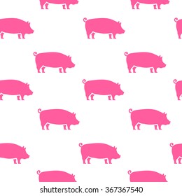 Pig silhouette seamless pattern. Pork meat.Vector illustration