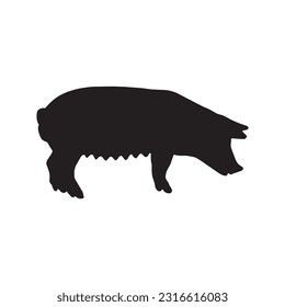 pig silhouette set collection isolated black on white background vector illustration