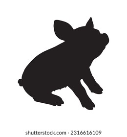 pig silhouette set collection isolated black on white background vector illustration