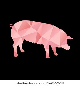 Pig silhouette. Stock vector template, easy to use. Polygon style.