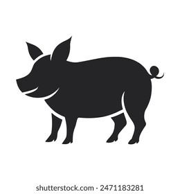 A Pig silhouette Vector Art Illustration, Digital Art, and Animal Character Design.