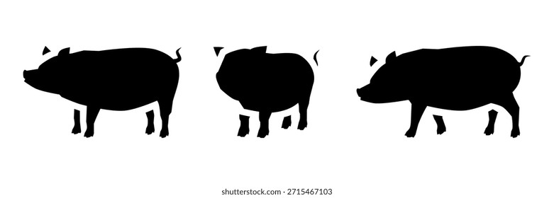 Fondo aislado de Colección de Vector de silueta de cerdo