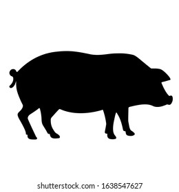 Pig silhouette vector icon isolated on white background