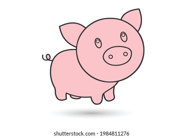 Pig silhouette vector, icon on a white background