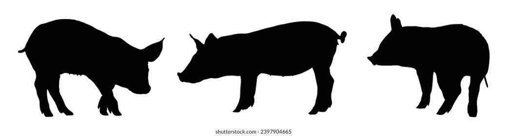 pig silhouette. pig vector illustration.