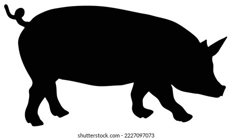 Pig silhouette. Vector illustration of black icon logo pig silhouette isolated on white. pork side view vector