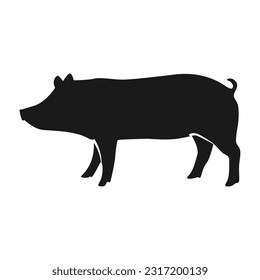 Pig silhouette. Vector illustration isolated on white background.