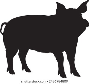 Pig Silhouette Vector Illustration White Background