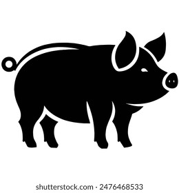 Pig Silhouette Vector Illustration White Background