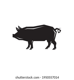 Pig Silhouette Vector Images, Flat Icons, Graphics, Logo Design. Black Pig Design Vector Illustration. Wild Pig side view isolated on white background. Editable Animal Pork templates clipart symbol.