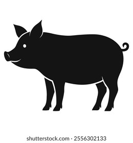 Pig silhouette vector with white background